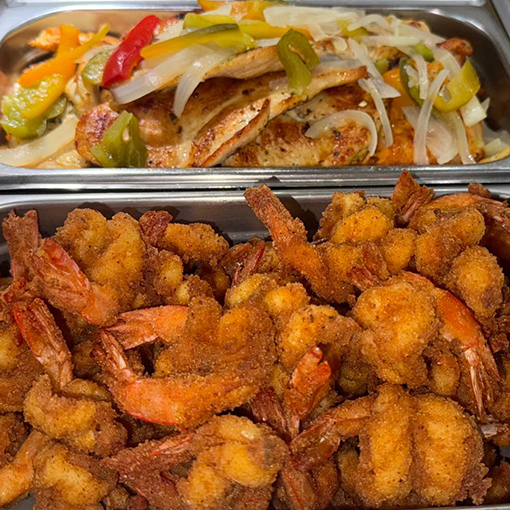 Camarones y pollo